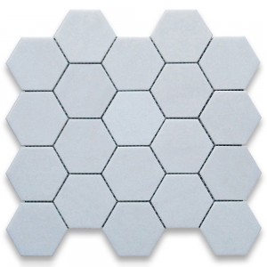 Thassos White  Marble Hexagon Polished Mosaic 3 inch 